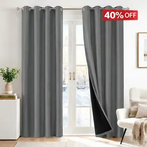 100% Blackout Curtains - 2-Layer Thermal Insulated | Blocks Sunlight | Privacy + Energy Save | Soundproof | Maintenance Friendly Modern Design