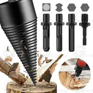 6x Wood Splitter High Speed Twist Firewood Drill Bit Screw Splitting Cone Driver