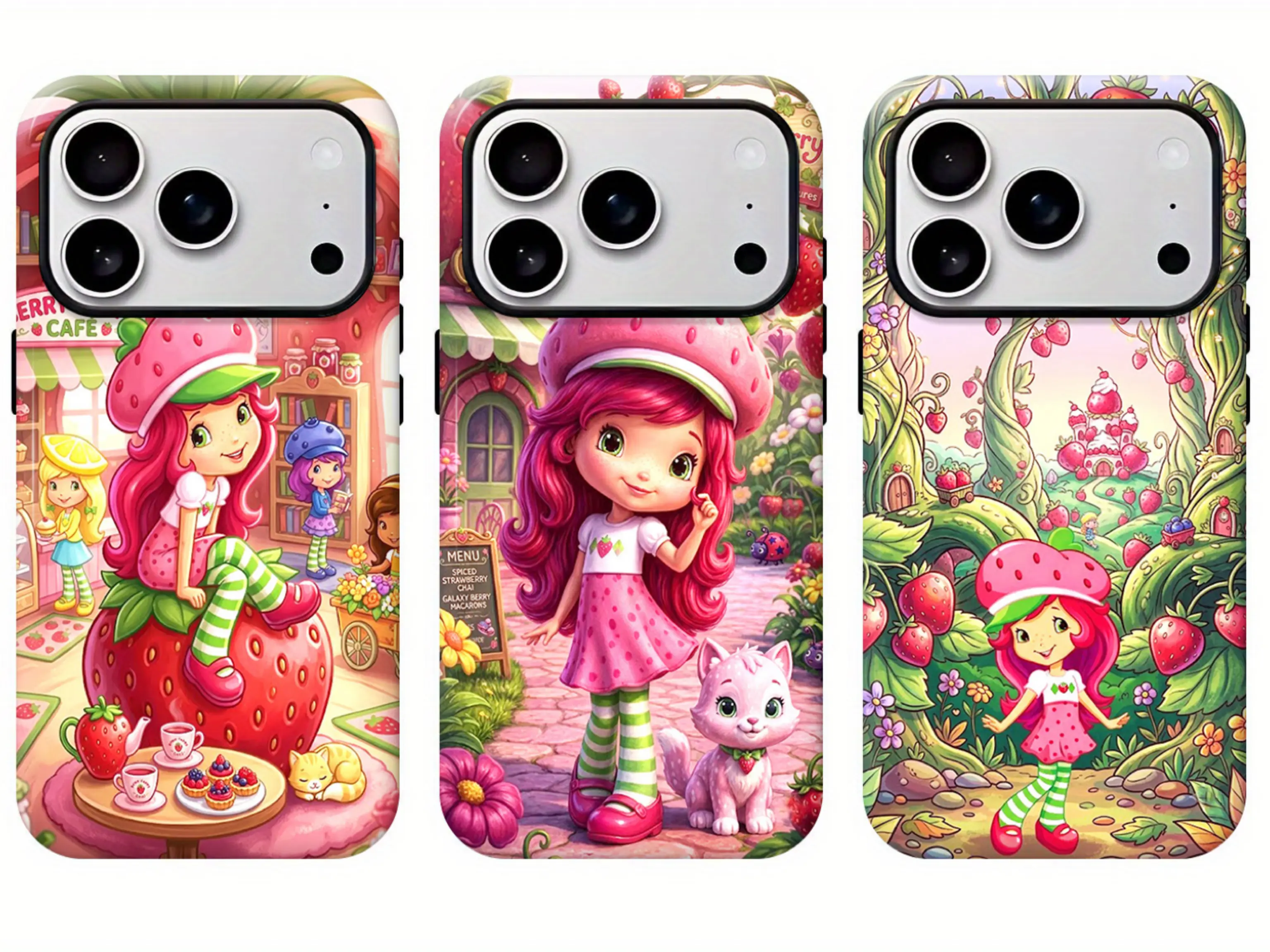 Strawberry picnic girl vintage tpu bumper phone case,red berry cottagecore art accessory casing for iPhone 17 16 15 14 13 12 11 Pro Max XS XR.Gifts for girls.
