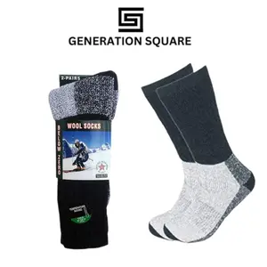 Generation Square 6 Pair Men & Women Merino Wool Insulated Cold Weather Winter Thermal Socks Solid Black Size 9-11 10-13 Menswear Shoe Bestie Cotton Outdoor Polyester Stylish