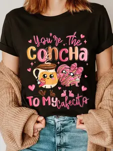 100% Cotton You Are The Concha To My Cafecito Funny Mexican Valentines T-Shirt
