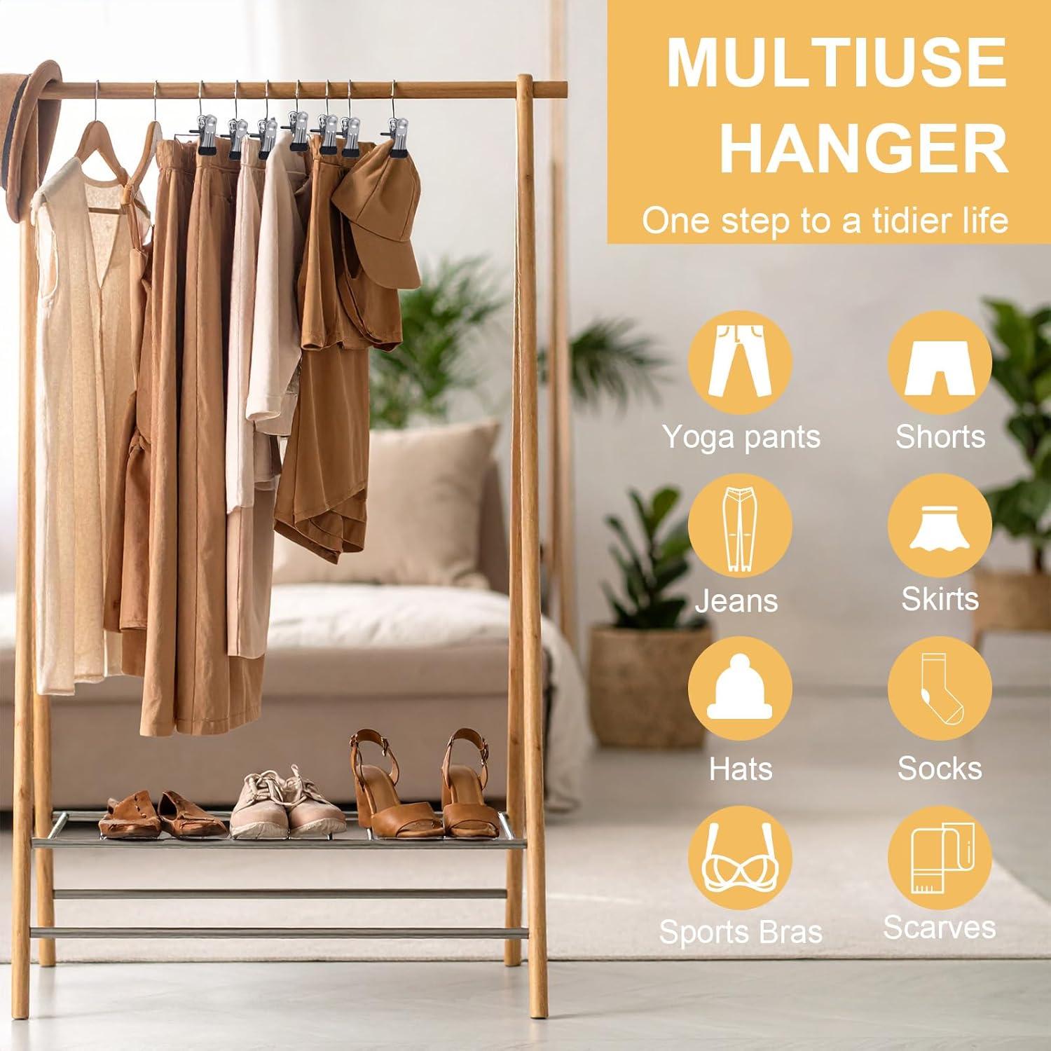10 Pack Boot Hangers Clips for Closet Heavy Duty Legging Organizer with 360° Rotate Design & Stainless Steel Hooks for Pants Hangers Travel Essentials - Metal, Lightweight