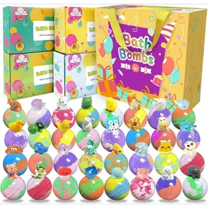 Bath Bombs for Kids with Surprise Inside, 32 Pack Kids Bath Bombs with Land & Sea Animal Toys, Girls Boys Easter Gifts, Handmade Fizzy Bubble Children Bath Ball Gift Easter Basket Stuffers, Birthday outdoorfun