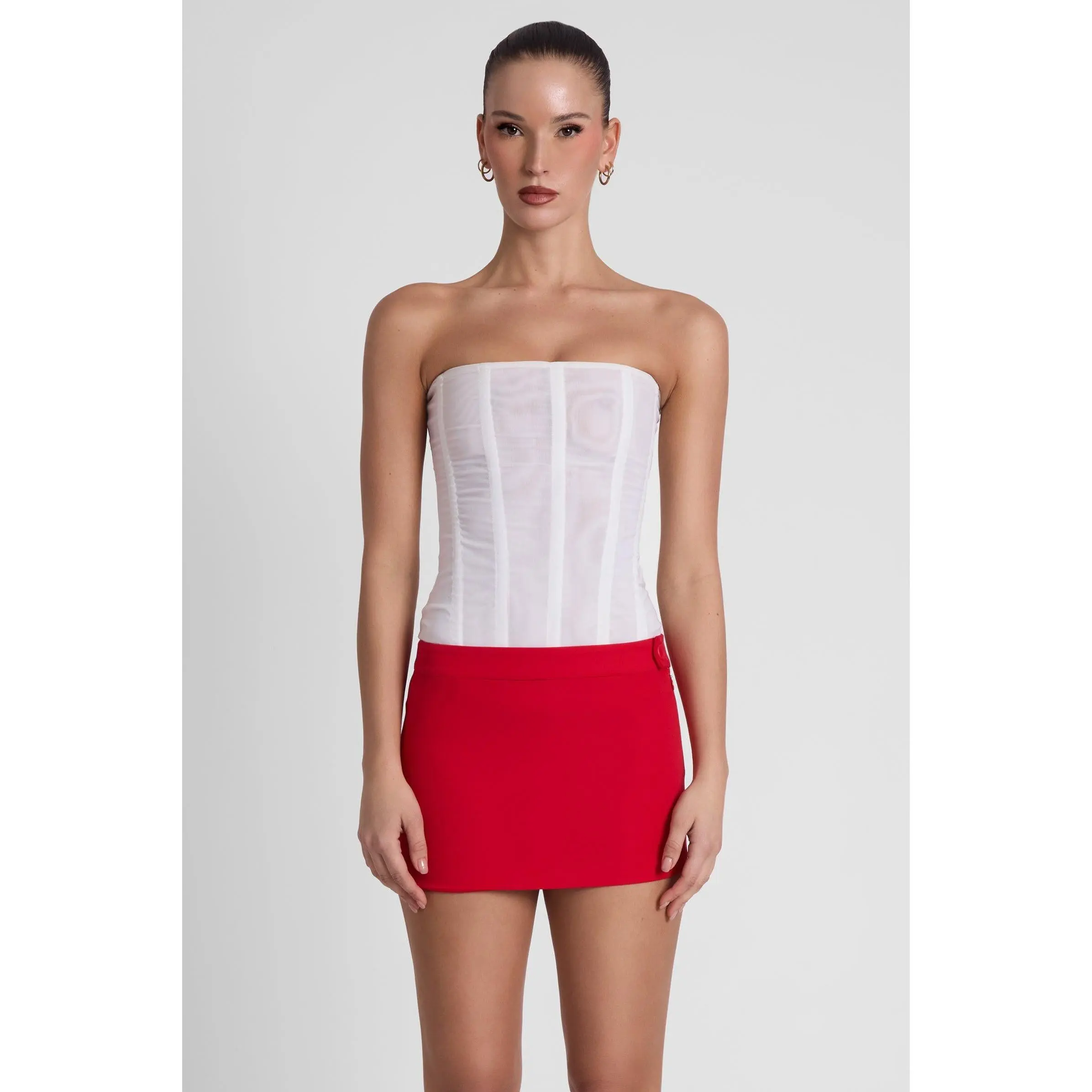 Classic Column Micro Mini Skirt - Red
