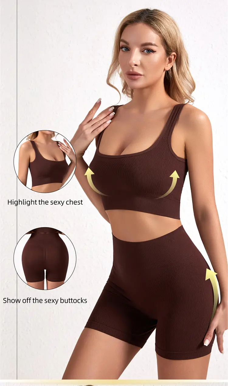 Product Introduction of VVL Women's Backless Halter Crop Top & High Waist Shorts Workout Gym Yoga Set,Sporty Breathable Comfy Fitness Outfits for Women,Ladies Gym Clothes 12