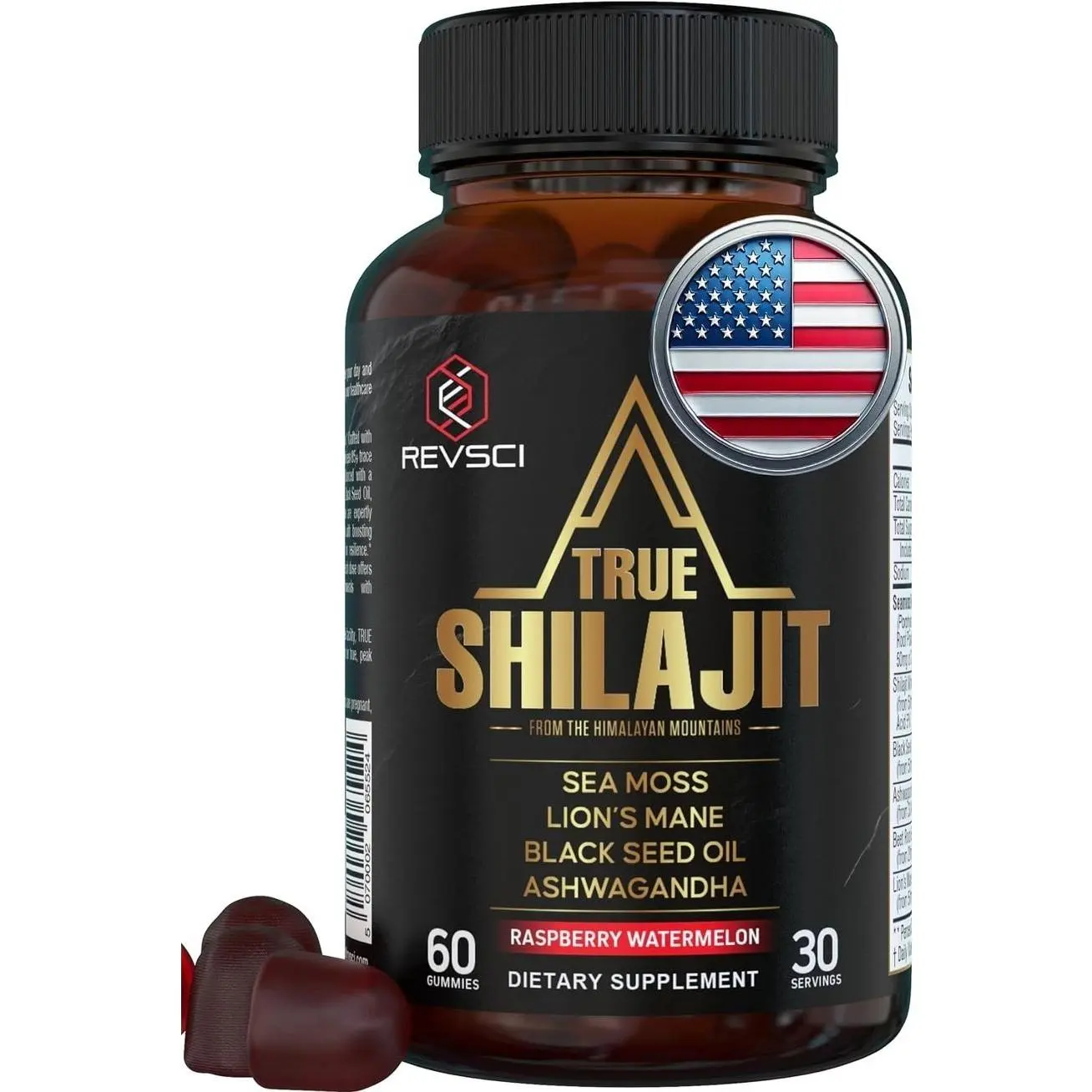 Himalayan Natural Shilajit Gummies for Men – Made in USA, True Gold Pure Himalayan Shilajit for Men Gummies, Energy & Focus Support with Ashwagandha & Sea Moss, Vegan, 60 Count