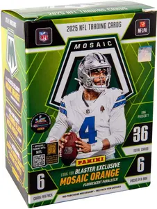 2025–26 Panini Mosaic Football Blaster Box – Retail Exclusive Mosaic Parallels & Inserts – NFL Trading Cards – Sealed Retail Box