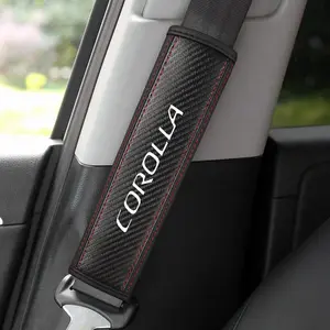 Toyota Corolla Seatbelt Shoulder Covers, PU Leather & Carbon Fiber Stripe Design, Enhances Driving Comfort, Available in 1pc/2pcs, Car Accessory, Car Interior Accessory