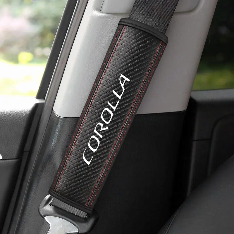 Toyota Corolla Seatbelt Shoulder Covers, PU Leather & Carbon Fiber Stripe Design, Enhances Driving Comfort, Available in 1pc/2pcs, Car Accessory, Aesthetic Car Accessory, Car Interior Accessory, Car Accessories Interior, Auto Accessories Interior