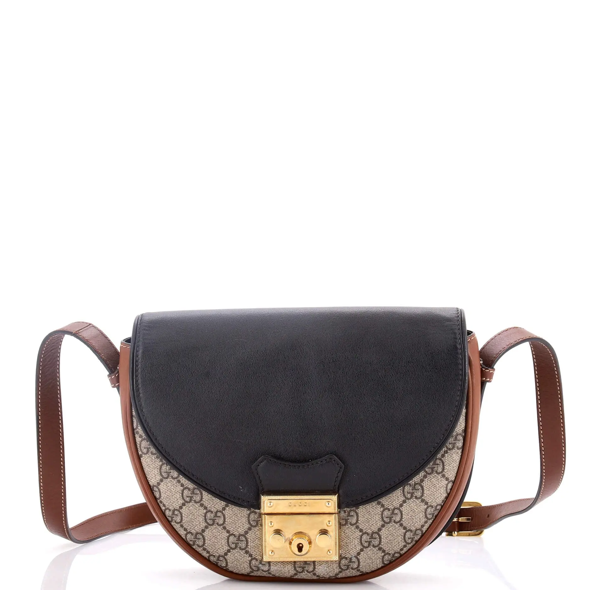 Pre-owned GUCCI material Messenger Bags Padlock Saddle Shoulder Bag GG Coated Canvas and Leather Small by Rebag