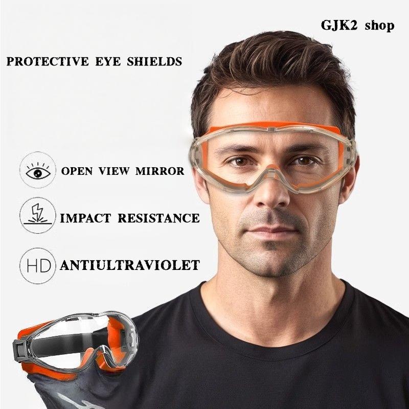 Anti-Fog Full-Seal Polycarbonate Lens Safety Goggles - Abrasion Resistant, Soft Padded Frame, Elastic Headband, 7.3In × 2.95In One Size, Blocks Sparks/Chemical Splashes for Painting, Lab, Grinding