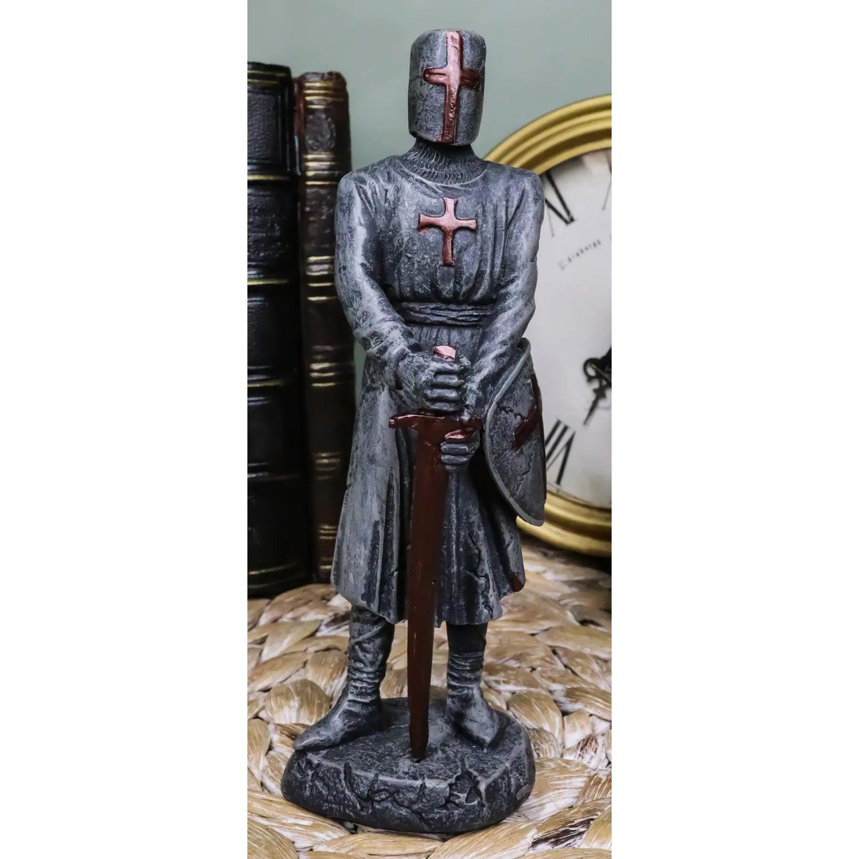 Holy Roman Empire Crusader Knight With Sword And Shield Statue Suit Of Armor