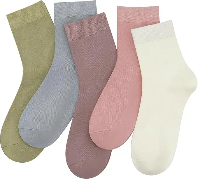 women's thin wool dress socks HUGH UGOLI Womens Soft Bamboo Socks, Crew for Business, Trouser & Casual, 6 Pairs,Purplishgrey/Lght.Brown/Burgundy, Shoe Size: 6-9 Merino Wool 68% Follkee Set-Men's Women's Thin Merino