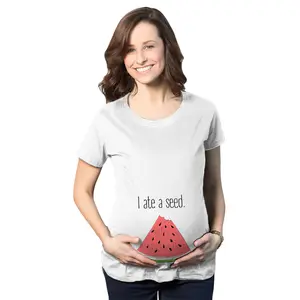 Maternity I Ate A Seed T Shirt Funny Watermelon Pregnancy Tee Funny Graphic Maternity Tee Cute Pregnancy Tees With Plus Sizes Pregnant Funny Food Short Sleeve Maternity Shirts White