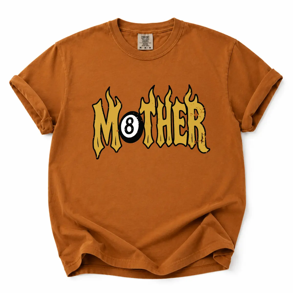 Comfort Colors T-Shirt Mother 8 Ball Graphic Tee, Vintage Flame Lettering Shirt, Retro Mom Gift, Unisex Casual Cotton Tee