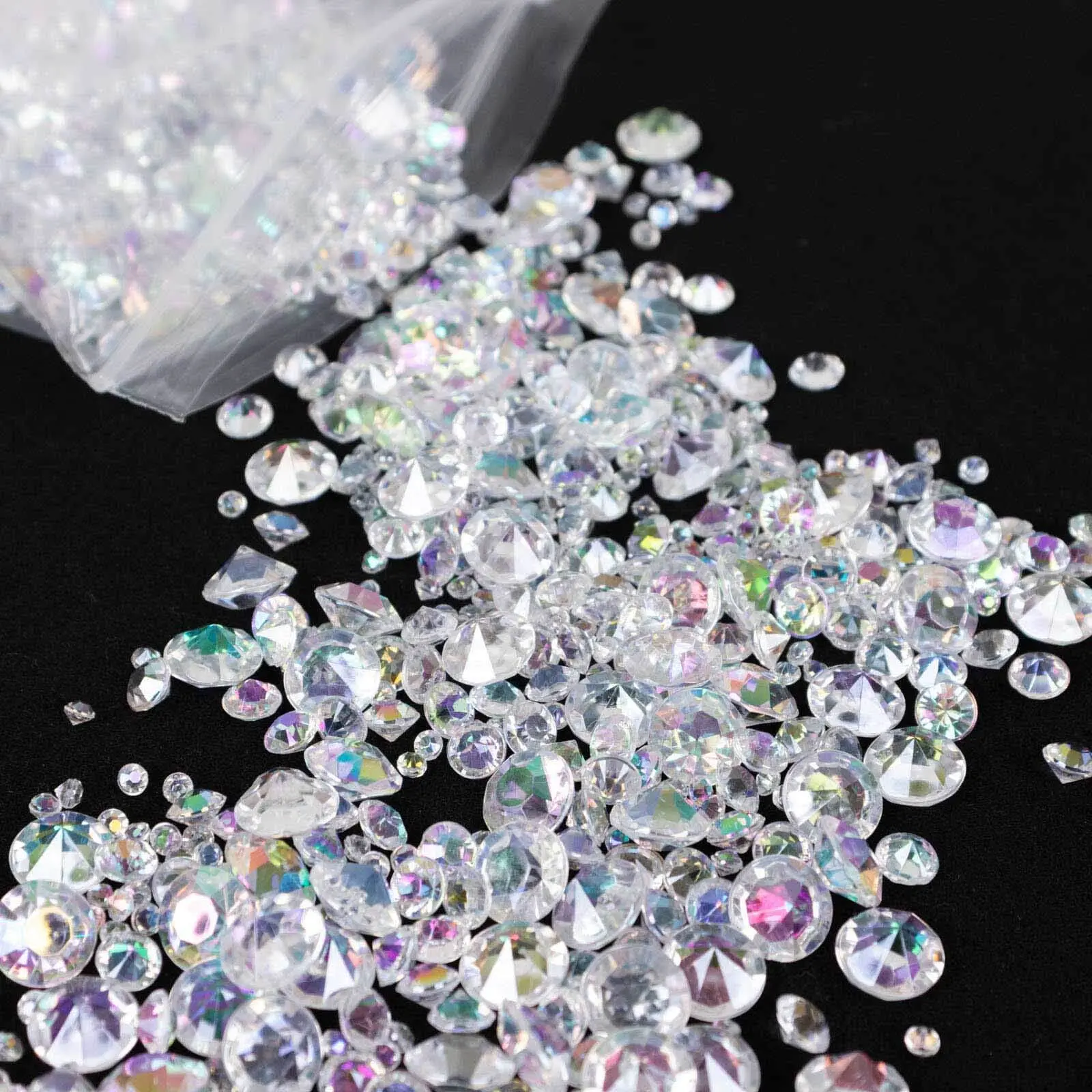 4000 Pcs Acrylic Diamond Vase Fillers Iridescent 3mm, 6mm, 10mm - Shimmering Table Scatters & DIY Craft Beads for Weddings