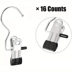 16 Counts Stainless Hanging Clips Clothespins, Ultimate Lightweight Travel Clotheshanger Organizer for Home & More, Spacesaving Hangers Multipurpose Leggings Skirt Hanger，Hat & Pants Trousers Storage Rack，Multifunctional Organized Hooks