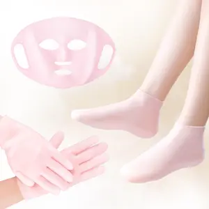 Silicone Moisturizing Set for Skin Care, 3 Counts/set Reusable Moisturizing Mask Cover, Non-slip and Anti-falling Fixed Mask Strap, Daily Care of Hands and Feet, Hydrate Moisturizing Foot Mask