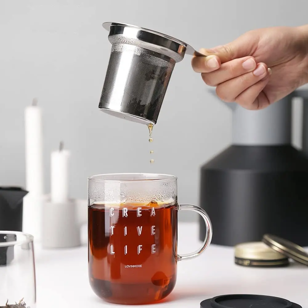 Extra Fine Mesh Metal Tea Infuser, Stainless Steel Tea Strainer, Tea Filter for Loose Leaf Tea & Coffee, Large Capacity, Easy to Clean, Single Handle, Tea Making Tool