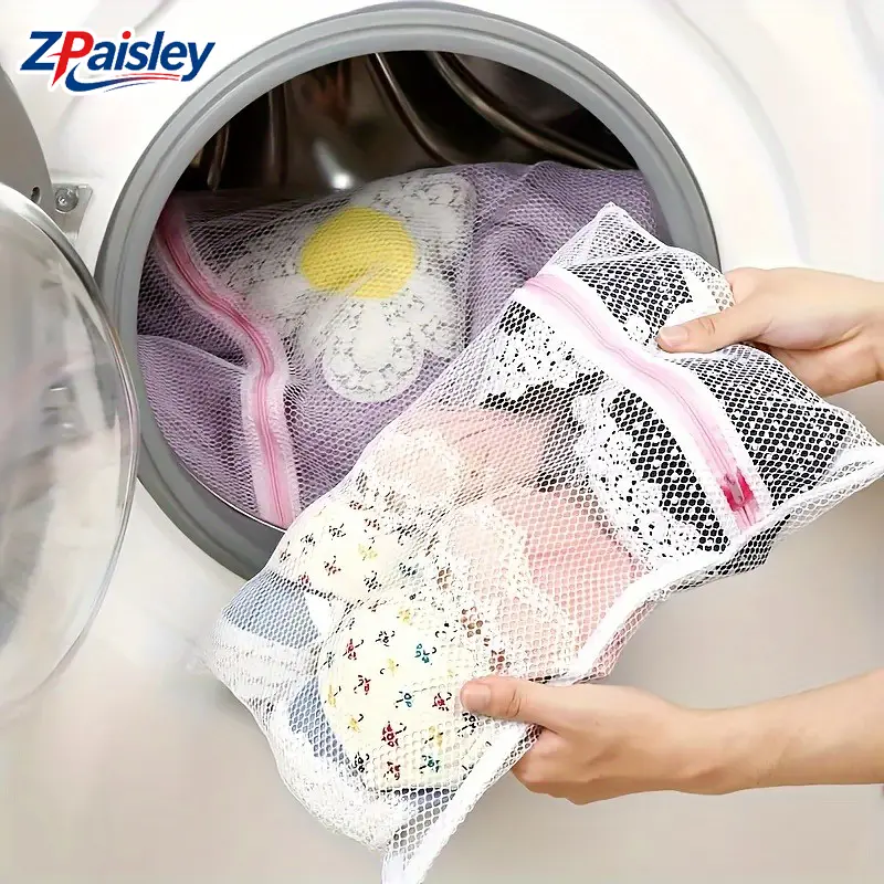 2Pcs Polyester Mesh Laundry Bags with Secure Zipper, Durable Breathable Fine Mesh Delicates Wash Pouch, Anti-Tangle Anti-Deformation Reusable for Lingerie Bra, Ideal for Gym Washing Machine Use & Travel Storage