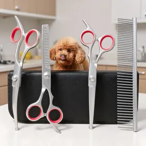 Premium 6-Inch Stainless Steel Dog Grooming Scissors Set – Professional Trimming Tools for Effortless and Precise Pet Hair Cutting products cat shear kit care 4-In-1 Pet Grooming Scissors