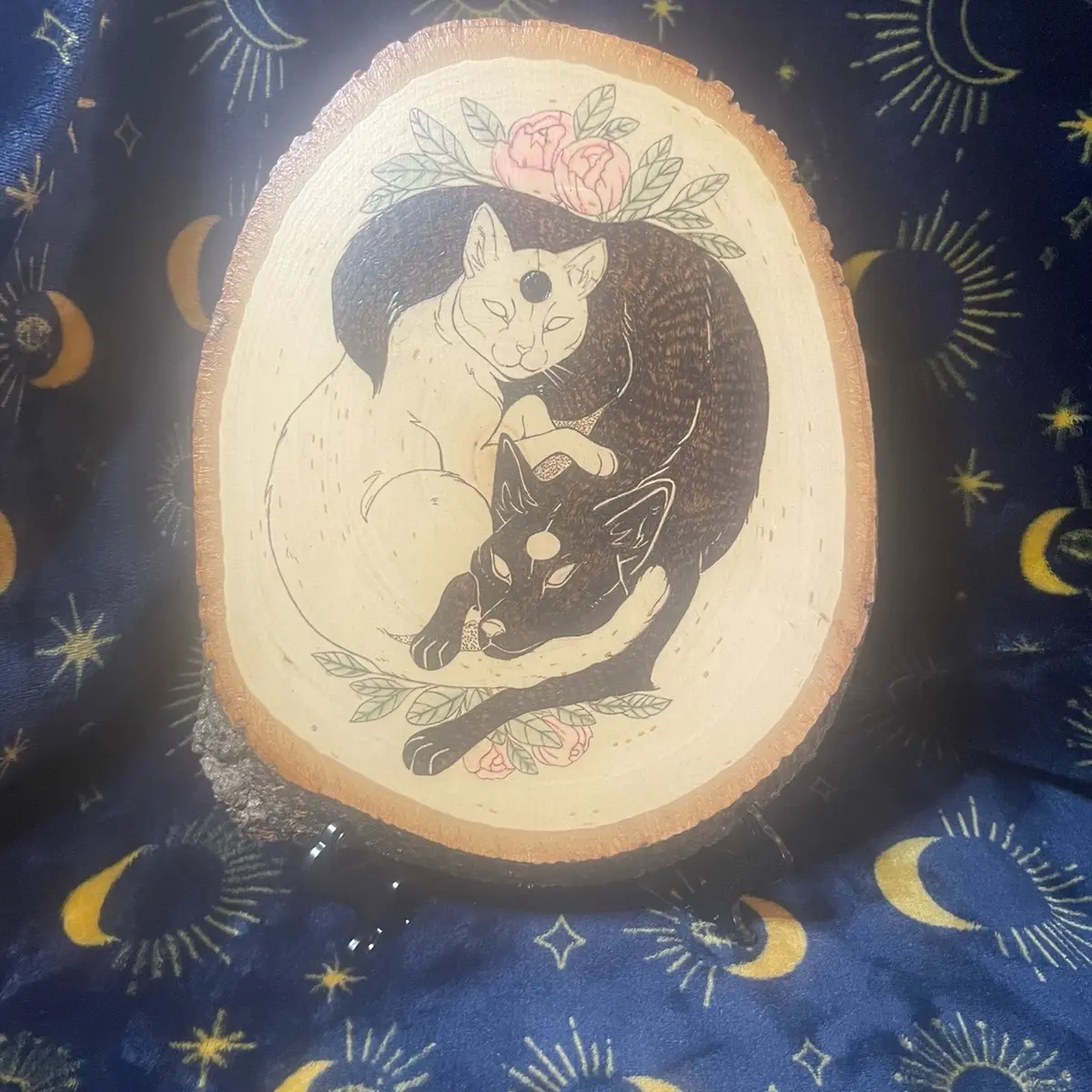 Yin wolf and yang Pyrography