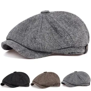 Men Casual Newsboy Hat Peaky Spring Autumn Diamond Check Retro Beret Hat Casual Hats Octagonal Cap HipHop Berets
