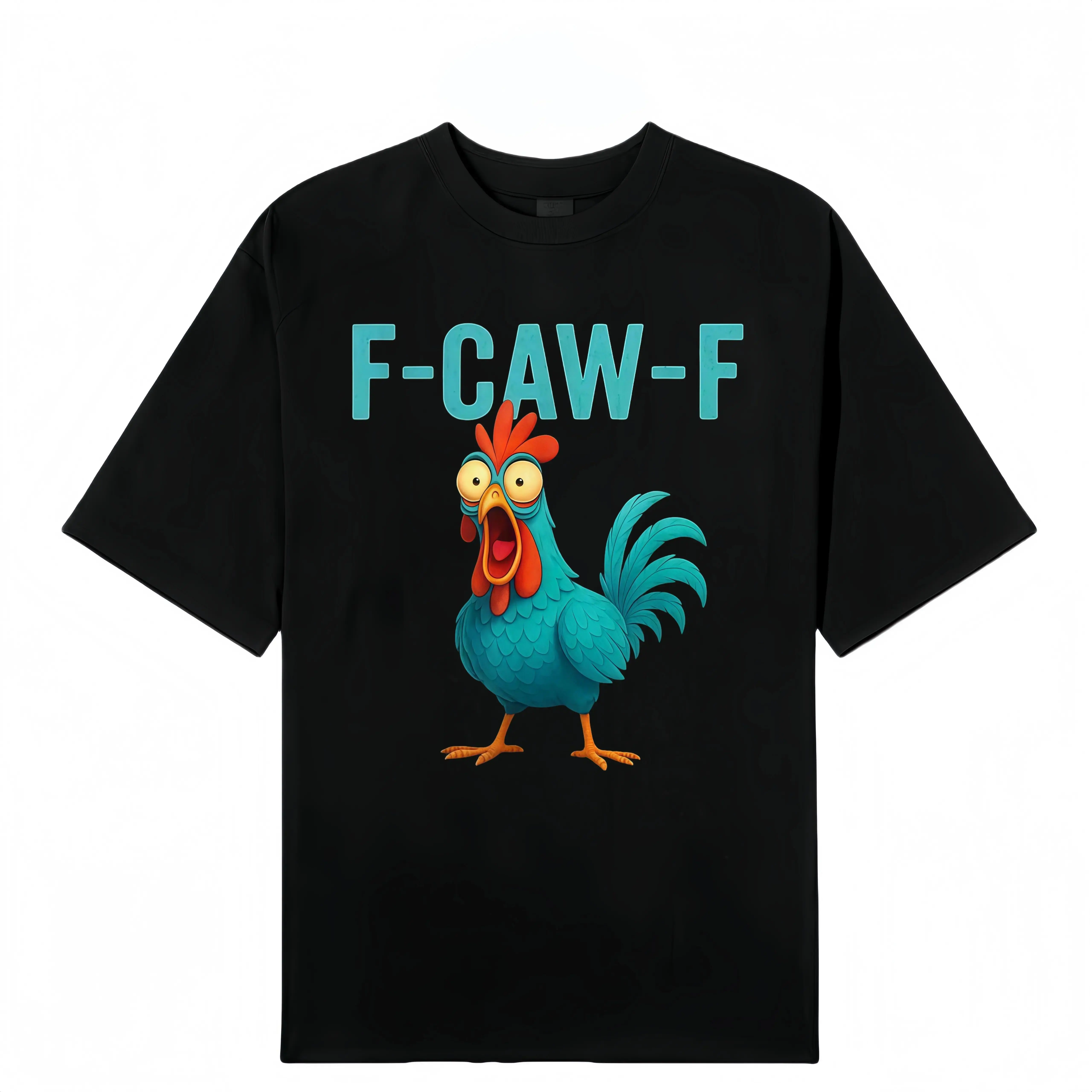 Women's Casual Oversized Cotton Short-Sleeve T-Shirt - Classic Round Neck, Printed Digital Funny Rooster Cartoon Graphic, Humorous Chicken Pun Fabric Top, Unique Gift for Farm Animal Lovers