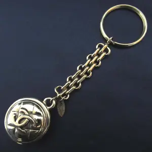 Pre-owned CHANEL Brass Small Leather Goods Coco Mark Matelassé Circle Key Holder