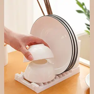 Foldable Plastic Bowl, Plate, and Chopstick Rack, Space-Saving Kitchen Organizer, Minimalist Design, Sectioned Dish Drying Rack