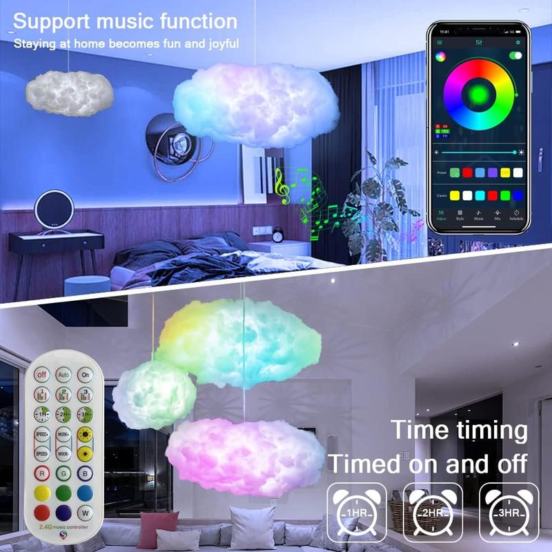 3D Cloud Lightning Light Kit – Music Sync Multicolor LED Strip Lights with Wireless Remote & App Control for Indoor Decor