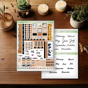 Hobonichi Techo Planner Monthly Cauldrons & Candy Corn Sticker Kit