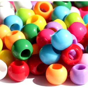 350 count 10mm Plastics  Beads Mix 10 Color Large Hole Pony Hair Beads Making Bracelet(Hole:4.5mm)