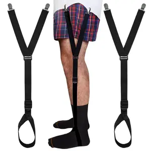 Shirt Stay Plus Stirrups - Black Suspender Style with Adjustable Straps for Comfort and Support