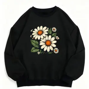 Wildflower Boho Retro Daisy Aesthetic Long Sleeve Sweatshirt for Trendy Looks
