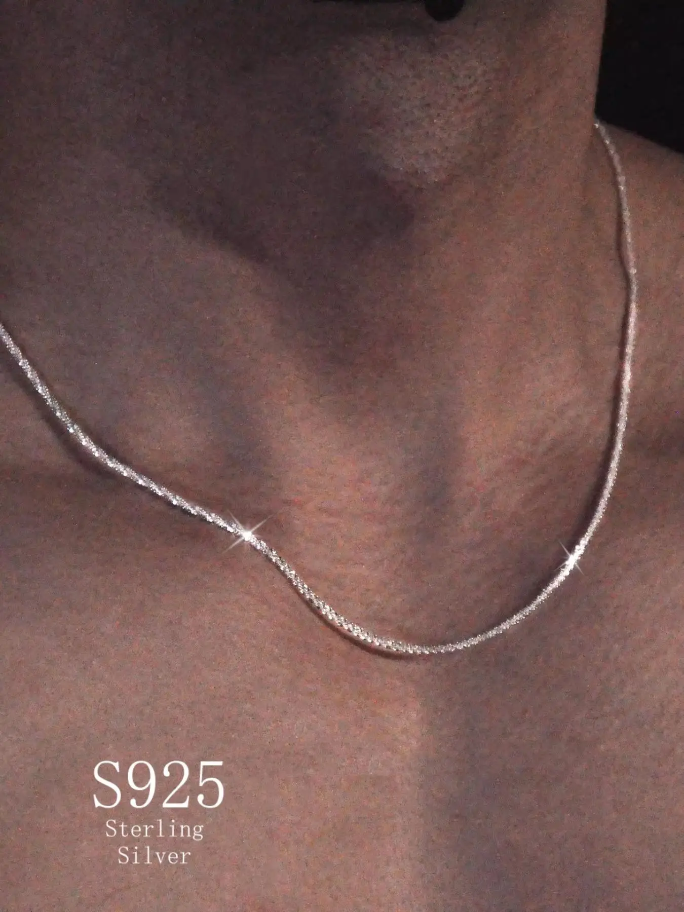 925 Sterling Silver Simple Chain Necklace for Men & Women, Fashion Jewelry for Party, Daily Clothing Decor, Trendy All-match & Exquisite Jewelry for B