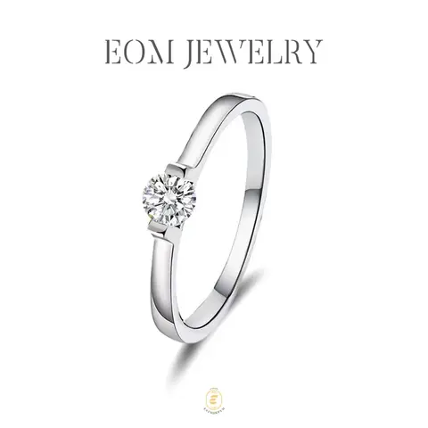 Moissanite Timeless Radiance Solitaire Ring Silver-Plated Jewelry Wedding Engagement Anniversary Valentine's Day Birthday Gift Daily Wear