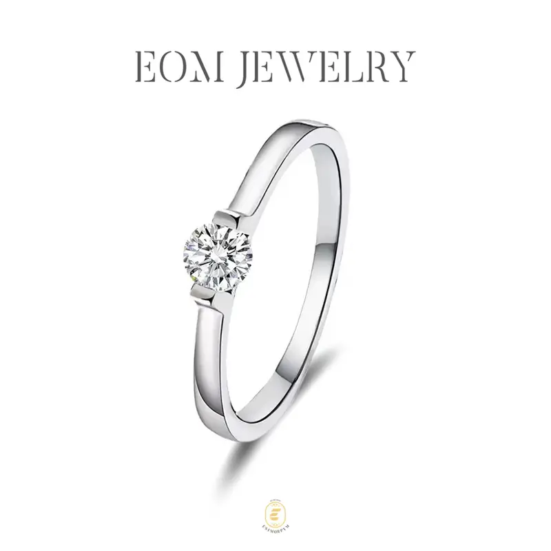 Moissanite Timeless Radiance Solitaire Ring Silver-Plated Jewelry Wedding Engagement Anniversary Valentine's Day Birthday Gift Daily Wear