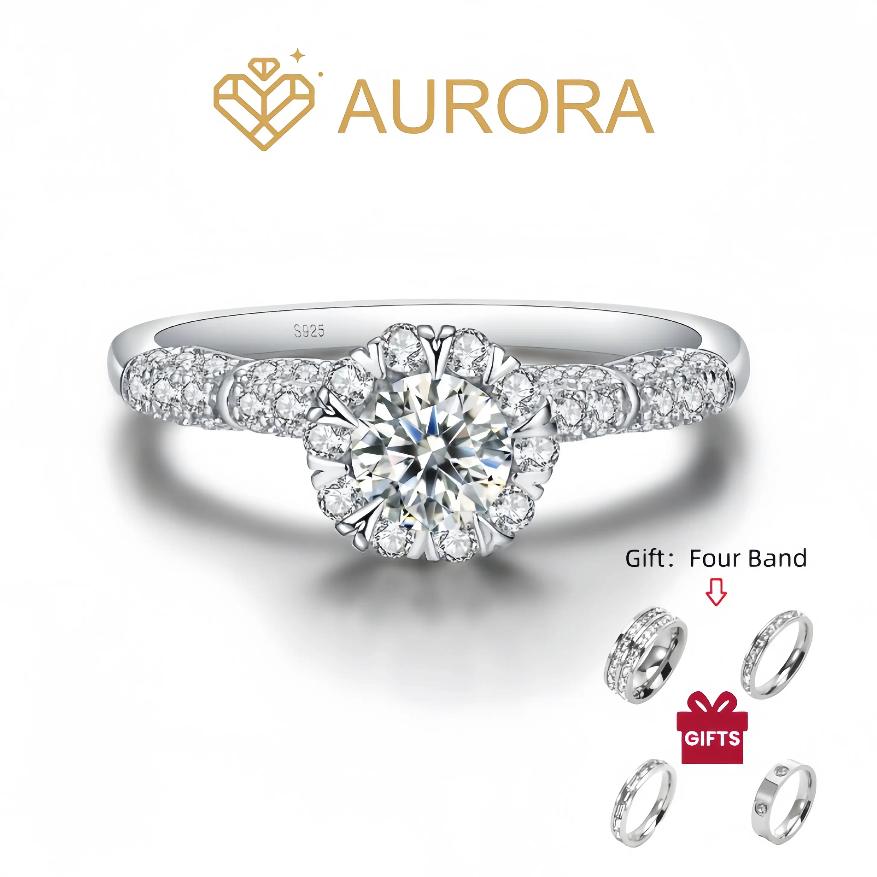 【#09 Sweetie 】Moissanite rings with 925 Sterling Silver 0.5Carat Anniversary Auspicious Wedding Engagement Jewelry Synthetic Moissanite