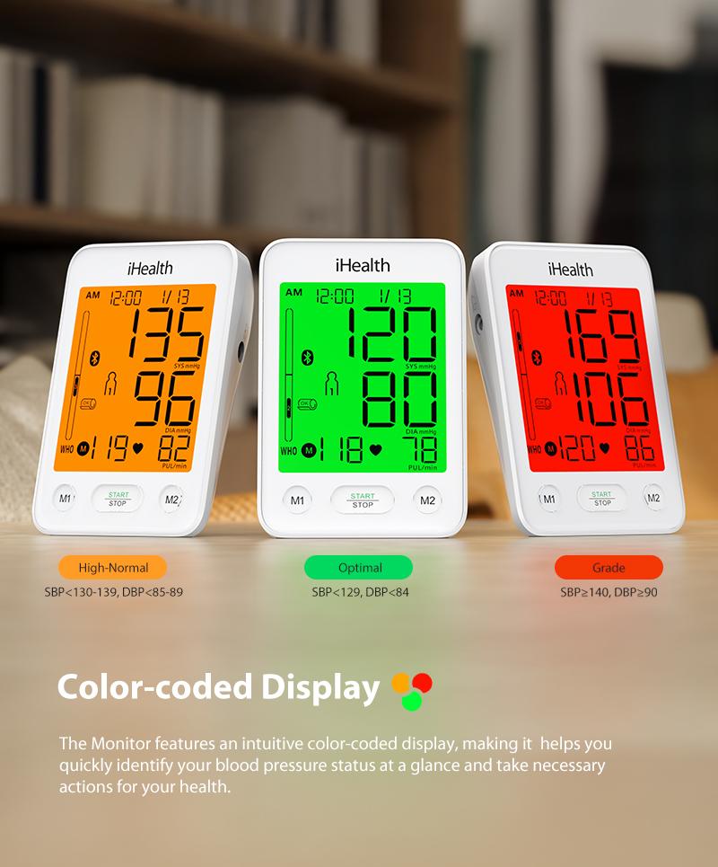 iHealth Bluetooth Blood Pressure Monitor with Large Cuff & Color-Coded Display, Dual Users 2*120 Readings, Automatica Upper Arm Blood Pressure Machine with Cloud Storage & Body Movement Detection, Portable Healthcare Kit iHealth Bluetooth Blood Pressure Monitor with Large Cuff & Color-Coded Display, Dual Users 2*120 Readings, Automatica Upper Arm Blood Pressure Machine with Cloud Storage & Body Movement Detection, Portable Healthcare Kit