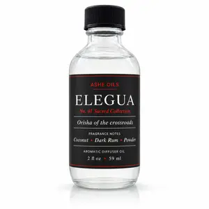 ASHE OILS ELEGUA Aromatic Diffuser Oil, Coconut Fragrance, 2 fl oz / 59 ml, Sacred Collection Home Fragrance Oil for Diffusers, Altar, Office and Meditation Space
