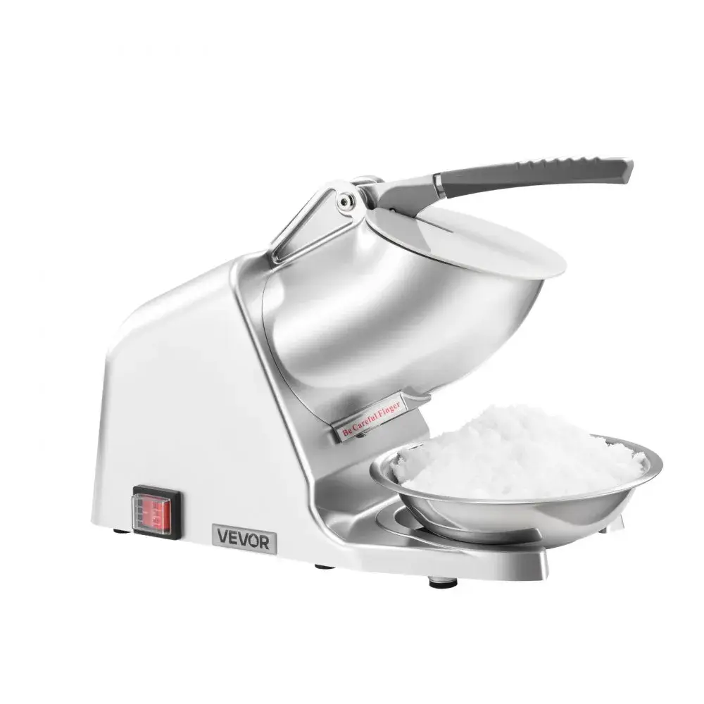 [FLASH SALE] VEVOR Ice Crusher Machine, 286lbs Per Hour Electric 4 Blades Snow Cone Maker, Stainless Steel Shaved Ice Machine with Bowl and Cover, 300W 2000RPM Ice-Shaver for Home and Commercial Use, Silver