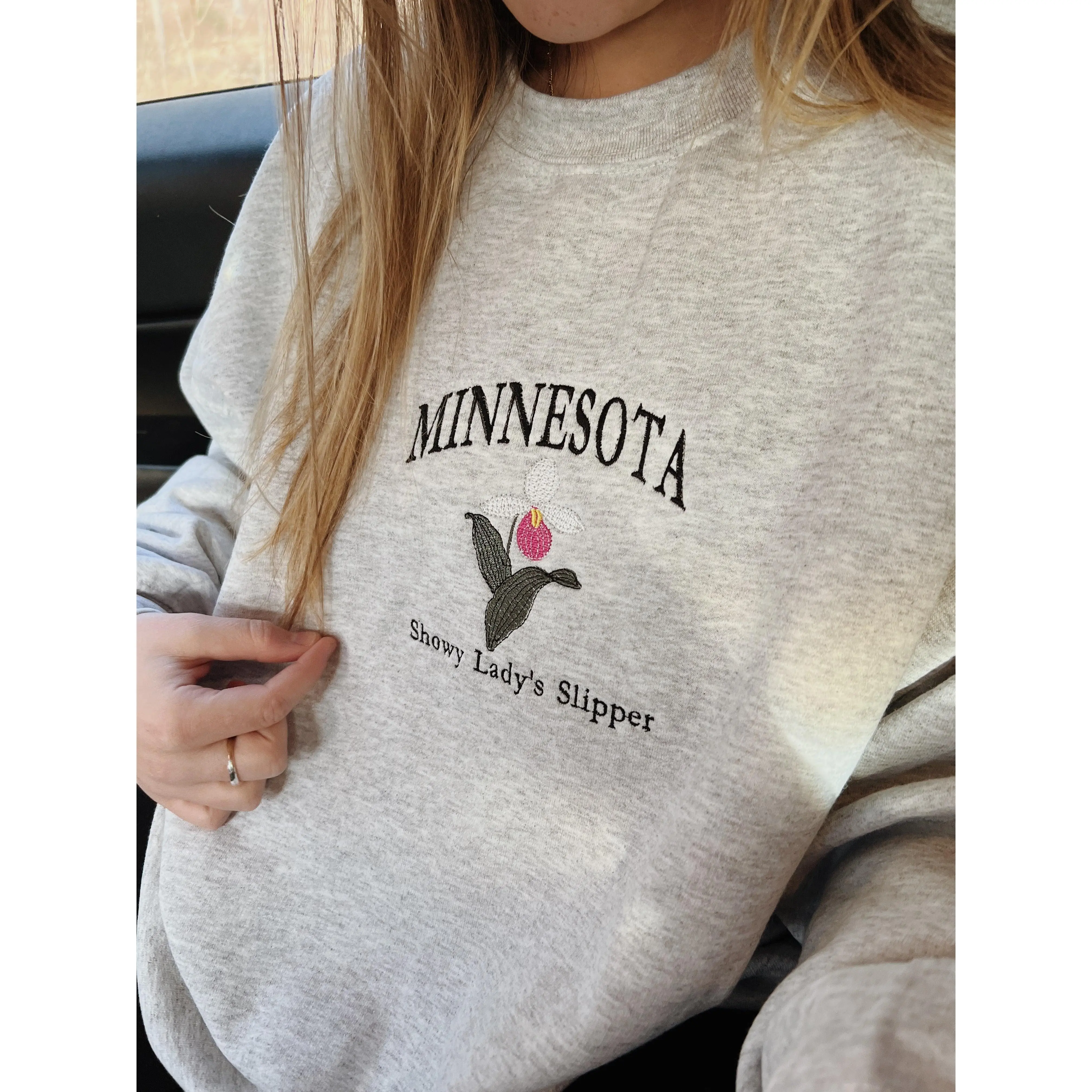 Minnesota State Flower Embroidered Crewneck