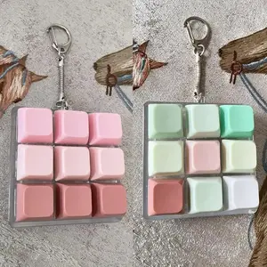 New Fidget Keychain DIY Keyboard Fidget Keychain Keys Button Relief Stress Finger Keyboard Cap 4/9Keys Pass The Time Clicker Toy