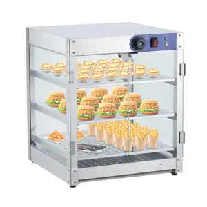 【GARVEE】20" Commercial 3-Tier Food Warmer Display Case - Electric Countertop Pastry Warmer with Adjustable Shelves & LED Lighting for Bakery, Café and Buffet Service