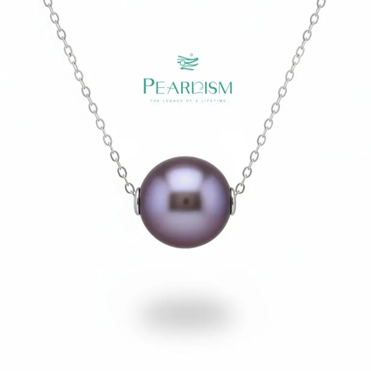 PEARLISM Lulutong Necklace Freshwater Edison Pearl Necklace jewelry.Round shape.White and purplr.High-end and elegant style.Perfect for everyday wear,weddings,parties.Thanksgiving and Christmas gift for her(10-11mm) (Free S925 Chain)-AFEP001【Shop】