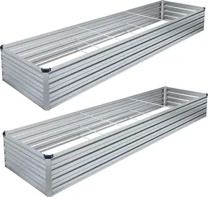 2 count 12x4x1FT Galvanized Raised Garden Bed-Outdoor Planter Box for Vegetables-Metal Garden Bed,RRectangle Planting Box for ,Flower