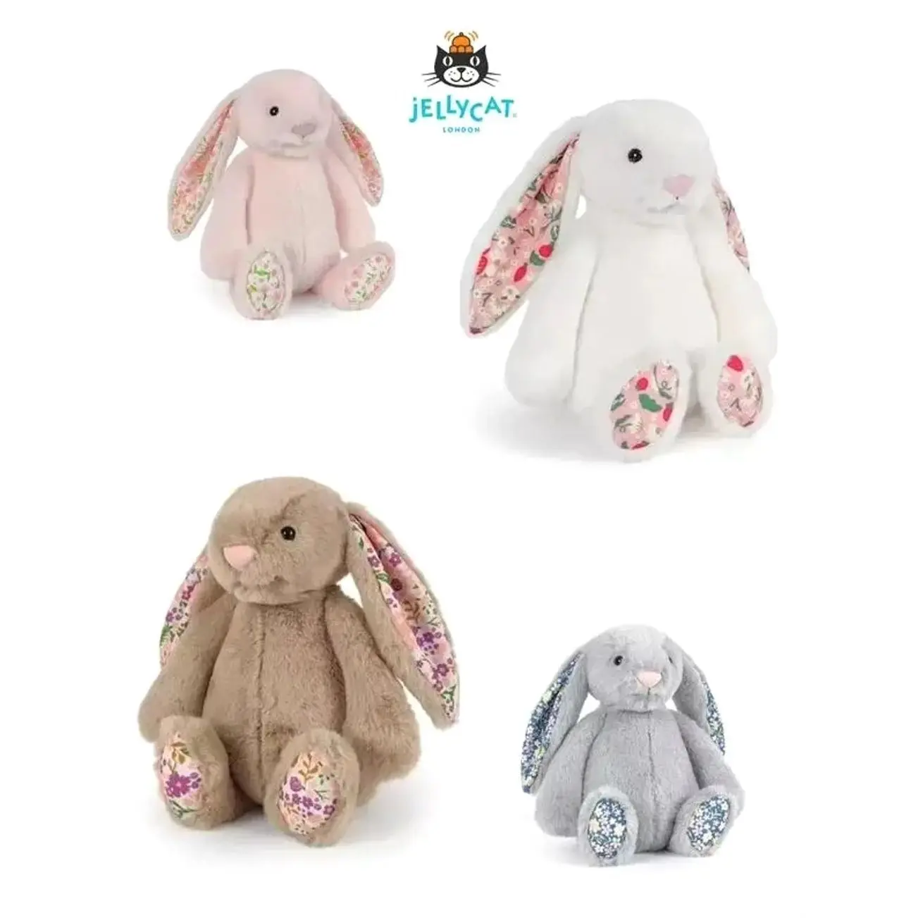 30cm Jellycat Stuffed Rabbit, Cute Long-Eared Soft Plush Toy, White & Blush Pink Bunny Doll, Soft Cuddly Gift for Girls, Collectibles, Home Decor & Xmas Present