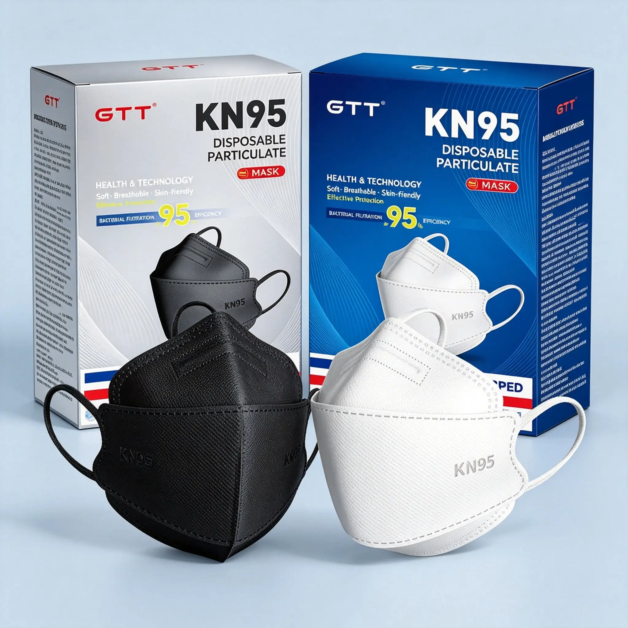 GTT Face Masks Breathable Masks 200pcs 4-layer Non-woven Fabric 95% Filter KN95 White 3D Fish-shaped Mask, Efficient Filtration, Soft And Comfortable, Suitable for Industrial Dustproof, Daily Laboratory Industrial Disposable Mask