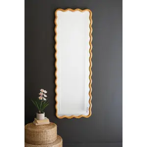 Large Rectangle Squiggle Wood Framed Mirror